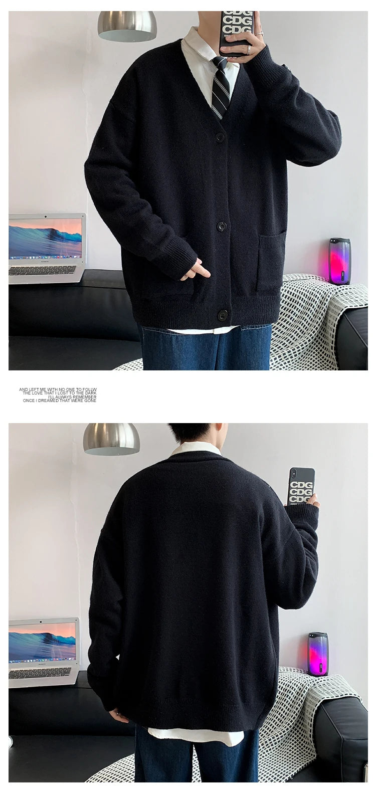 Threebooy Men's Cardigan Sweater Knitwear Jacket Spring Autumn V-neck Long Sleeves Single-breasted Pockets Loose Casual Linen Sweaters