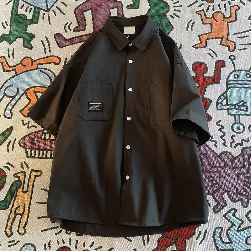 Threebooy  Japan Style Simple Shirt Workwear High-end Short-sleeved Shirt in Summer New Trendy City Cargo Blouse Casual Versatile Shirt