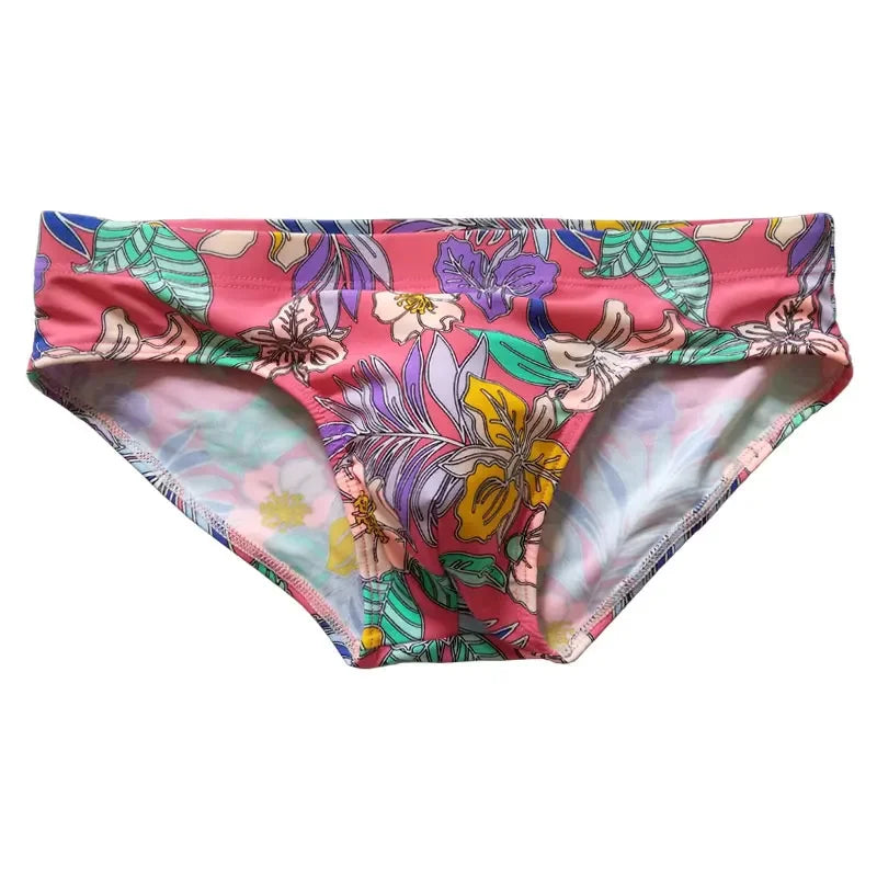 Threebooy  Mens Swim Briefs Swimwear Men Sexy Summer Swimsuit Push Up Low Waist Swimming Trunks Flower Print Surfing Beach Shorts Beachwear