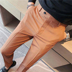 Threebooy Men Suit Pants Suit Pants Spring Fashion Casual Slim Business Suit Pants Wedding Party Men's Clothing Nine-point Trousers