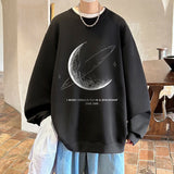 Threebooy Men's Oversized Swetshirts Graphic Print Loose Pullovers Hio-hop Streetwear Harajuku Male Clothing Large Size Crew Neck Tops