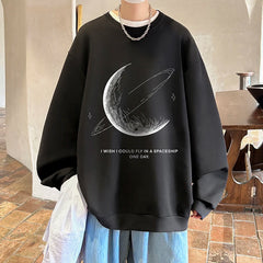 Threebooy Men's Oversized Swetshirts Graphic Print Loose Pullovers Hio-hop Streetwear Harajuku Male Clothing Large Size Crew Neck Tops