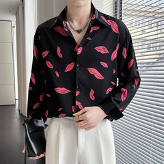 Threebooy  Autumn Fashion Printed Loose Fitting Shirt for Men High-quality Long Sleeve Casual Shirts Streetwear Social Party Blouse
