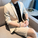 Threebooy Men Clothing Shorts Jacket Summer Thin High End Suit Men's Korean British Fashion Casual Mens Short Sets Sleeve Blazers M-3XL pants
