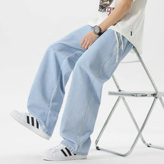 Threebooy  New Men's Loose Jeans Korean Retro Fashion Street Straight Leg Wide Leg Pants Unisex Y2k Hip-hop Baggy Street Dance Casual Pants