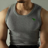 Threebooy Mens Shaping Stretch Knitted Vest 2024 Summer New Retro Youth Fitness Training Simple Slim Fit Comfortable Tank Top for Men