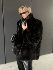 Threebooy Warm Young Parkas Men's Clothing Korean Hip Hop Coat New Thickened Imitation Fur Coat Men's Imitation Fox Fur Jacket