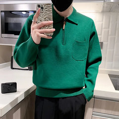 Threebooy  Clothing Men Keep Warm In Winter Knitted Sweater/Male Slim Fit Zipper Design Pullover/Man Casual Knit Sweater Korean Style