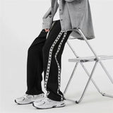 Threebooy Men's Sweatpants Loose Side Striped Splice Guard Pants Joggers Wide Leg Trousers Male Casual Korean Streetwear Hip Hop