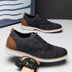 Threebooy  Men's Business Casual Shoes Lightweight Anti-slip Soft Bottom Wide Bottom Lace-Up Breathable Comfortable EVA Insole round Toe
