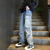 Threebooy American Vibe Pants Trendy High Street Zipper Pocket Work Clothes Jeans Men'S High-End Slim Straight Leg Pants