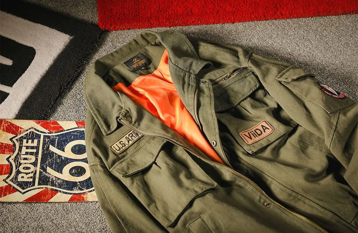 Threebooy Jacket Men's Spring Autumn Tooling Multi-Pocket Casual Zipper Buttons Turndown Collar Loose Air Force Pilot Jackets Coat