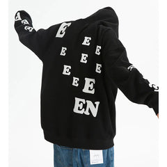 Threebooy Letter E Print Streetwear Hoodies Loose Sports Style Sweatshirt Couple Unisex Pullover Autumn New Trend Youthful Vitality Tops