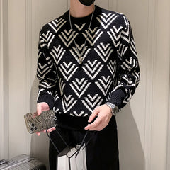 Threebooy Fashion Loose Round collar Knitted Korean Sweater Men Clothing Autumn New Loose Casual Pullovers All-match Warm Tops S-3XL