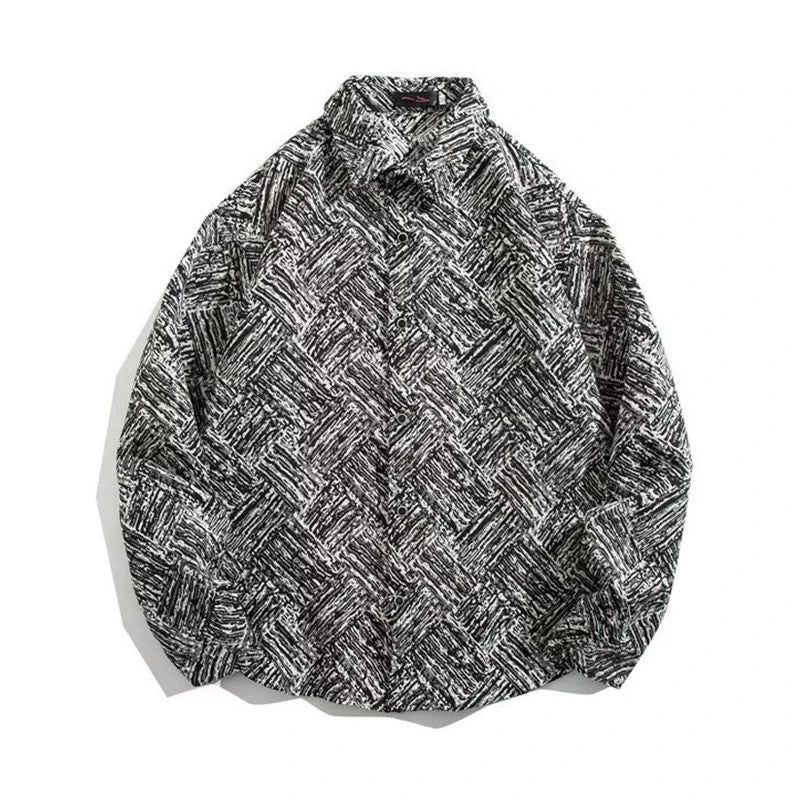 Threebooy Colored Numb Ethnic Style Shirt Men Weaving and Embroidered Spring and Autumn Retro Hong Kong Style Shirt Jacket