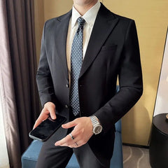 Threebooy  Casual Blazer Men's Early Advanced Suit 2 Piece Slim Fit Tuxedos For Wedding Groom Business Dinner Party