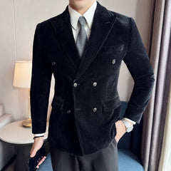 Threebooy Men's Corduroy Suit Jackets/Male Slim Fit Fashion High Quality Tuxedo/Man Spring Autumn Blazers Office Dress