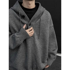 American Hip Hop High Street Men and Women Trendy Personalized Hooded Knitted Sweater Couple Loose Retro Harajuku Casual Top y2k