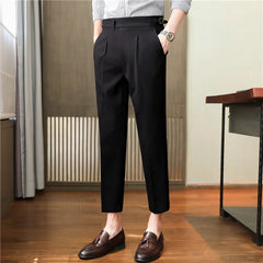 Threebooy Men's Business Dress Pants Korean Style Slim Fit Office Social Suit Pants Casual Trousers Streetwear Black White Trousers 29-36