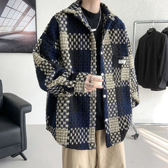 Threebooy Small Fragrant Style Plaid Jacket for Men Fashionable and Handsome Street Design Retro Loose and Versatile Jacket