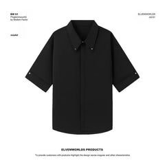 Threebooy Loose Fit Half Sleeve Summer Shirt men Solid Color Metal Button Collar Casual Comfort Breathable Lightweight Top 2025 Trendy