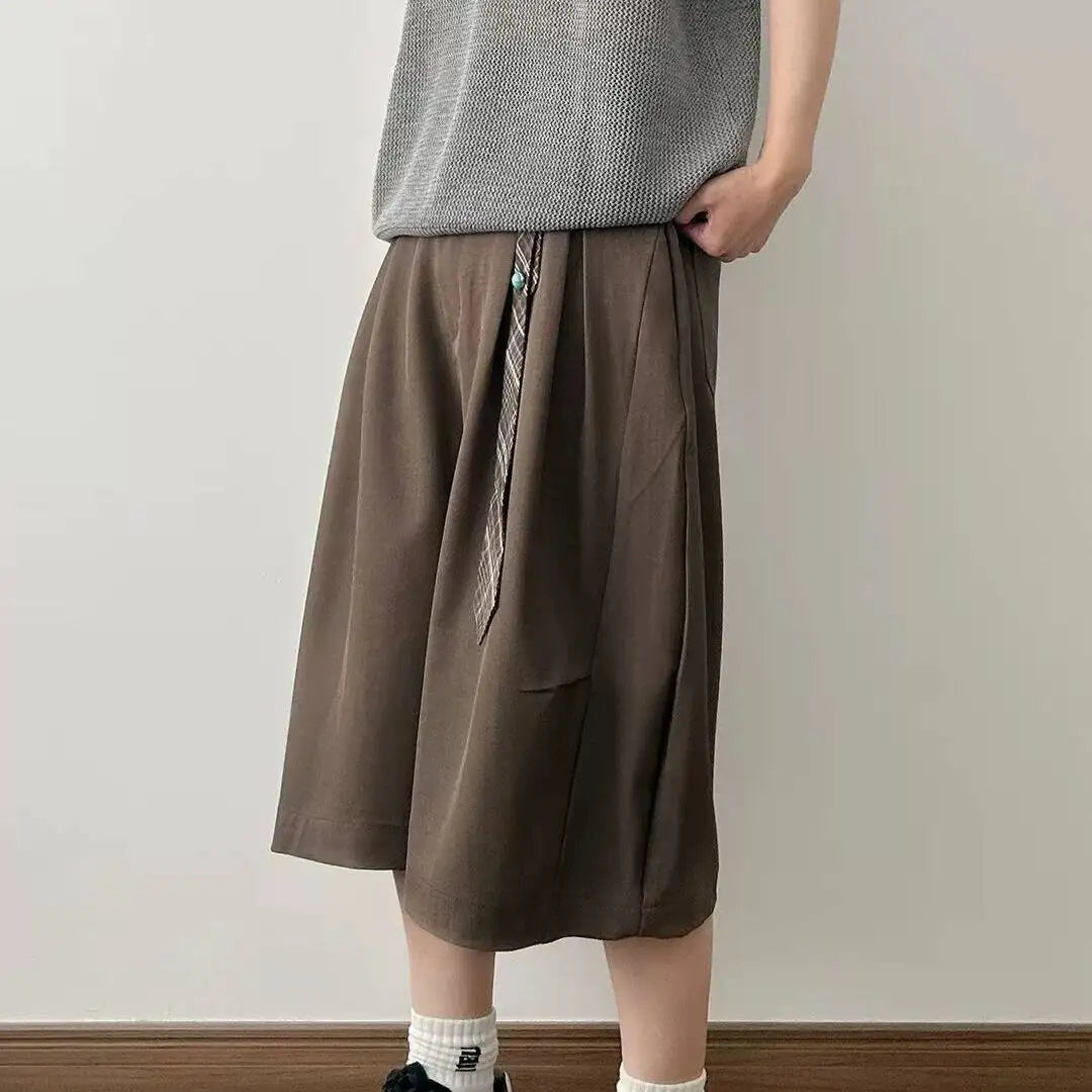 Threebooy  Lightweight Men's Summer Wide-leg Cropped Pants Straight Loose Shorts Simple Fashion All-match Clothing