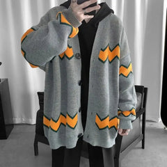 Threebooy Knit Sweater Male No Hoodie Jacket Coat Men's Clothing Cardigan Striped Black Street New in Fashion Knitwears Elegant Ugly