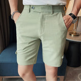 Threebooy Men Summer Shorts Korean Fashion Business Shorts Casual Chino Shorts Office Waffle Breathable Summer Clothing Solid Color 36