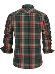 Threebooy  Autumn and Spring New Fashion Trend American Vintage Long Sleeve Plaid Shirt Men's Loose Sports Comfortable High Quality Shirt