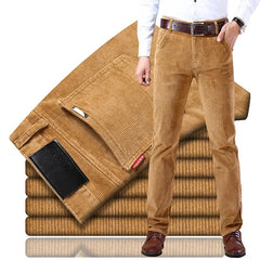 Threebooy  Men's Corduroy Casual Pants Straight Leg Loose Fit Youth Winter Thick Warm Velvet Sweatpants Sweatpant Baggy Sweatpants