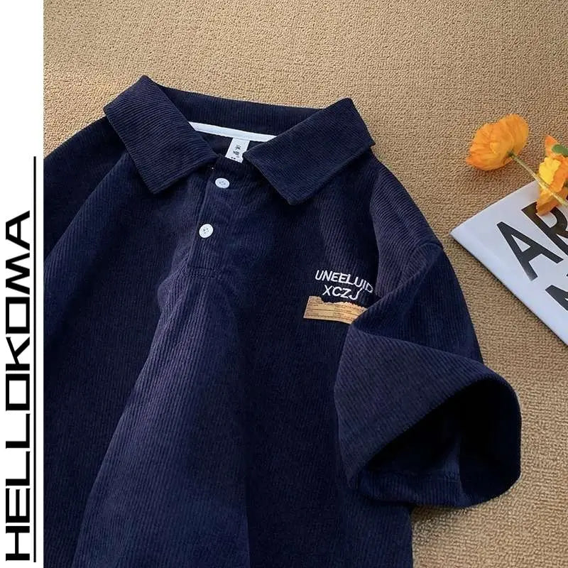 Threebooy American Fashion Retro Polo Shirt Men's Short-sleeved Korean Version 2025 New Summer High Street Trend Shirt Lapel T-shirt Chic