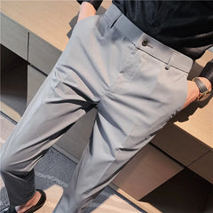 Threebooy New Slim Men's Pants Stretch Trousers Men Sunmmer High Quality Classic Solid Color Business Casual Wear Formal Suit Pants