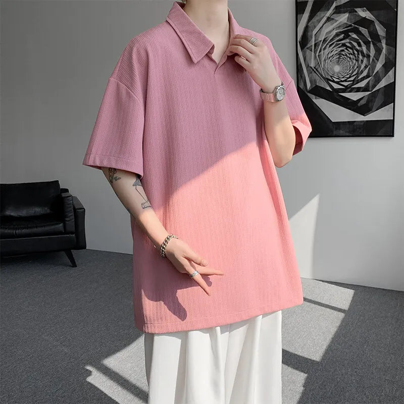 Threebooy T shirt men Oversized Polo Collar Soft Comfort Tshirt Loose Fit Breathable Tee Casual Streetwear Top Summer Mens Fashion Apparel