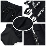 Threebooy Techwear Cargo Pants Men Joggers Black Cargo Trousers for Men Jogging Japanese Streetwear Hip Hop Hippie Gothic Ribbon