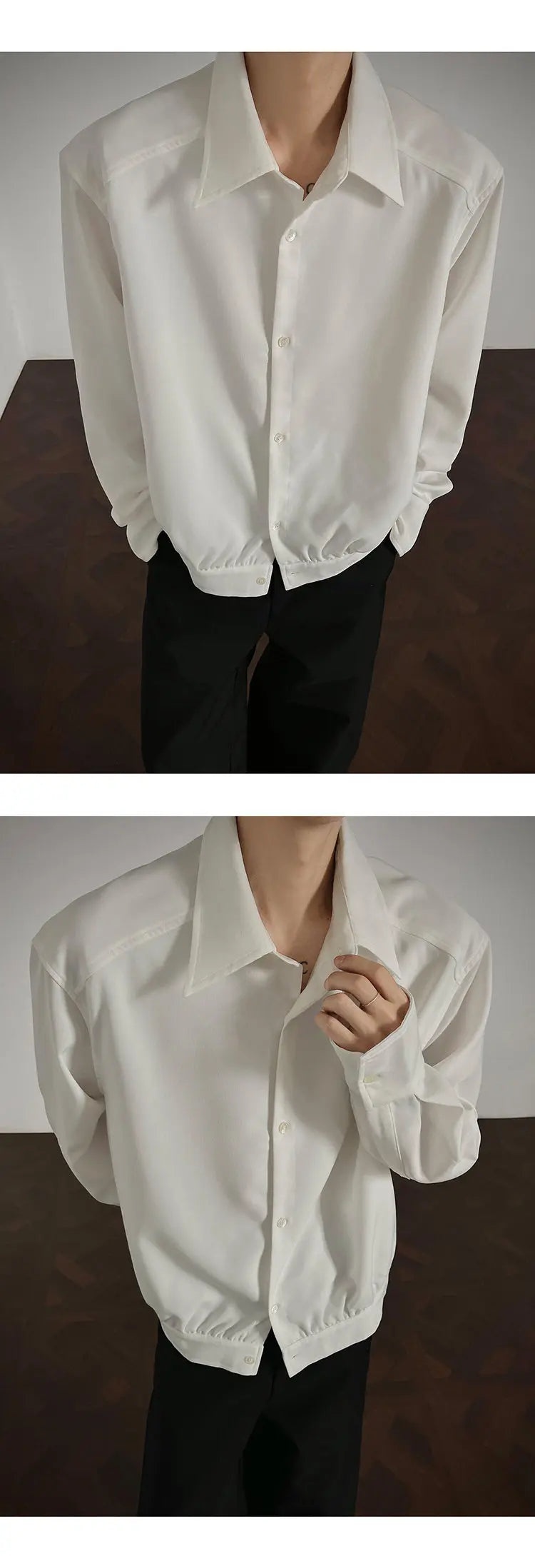 Threebooy Shirt men Korean Style Loose Fit Square Neck Plain Color Long Sleeve Shirt Man Autumn New Trendy Youth Dance Shirts Oversized