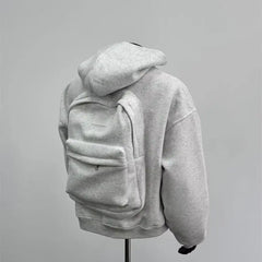 Threebooy  New Men's Autumn Winter Zip Up Hoodie Jacket Casual 3D Backpack Design Streetwear Durable Versatile Fashion Outerwear Coats Warm