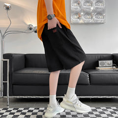 Threebooy Loose Solid Color Beach Shorts Summer Sports Straight Wide-leg Casual Pants Oversized Trendy Fashion All-match Five-point Pants