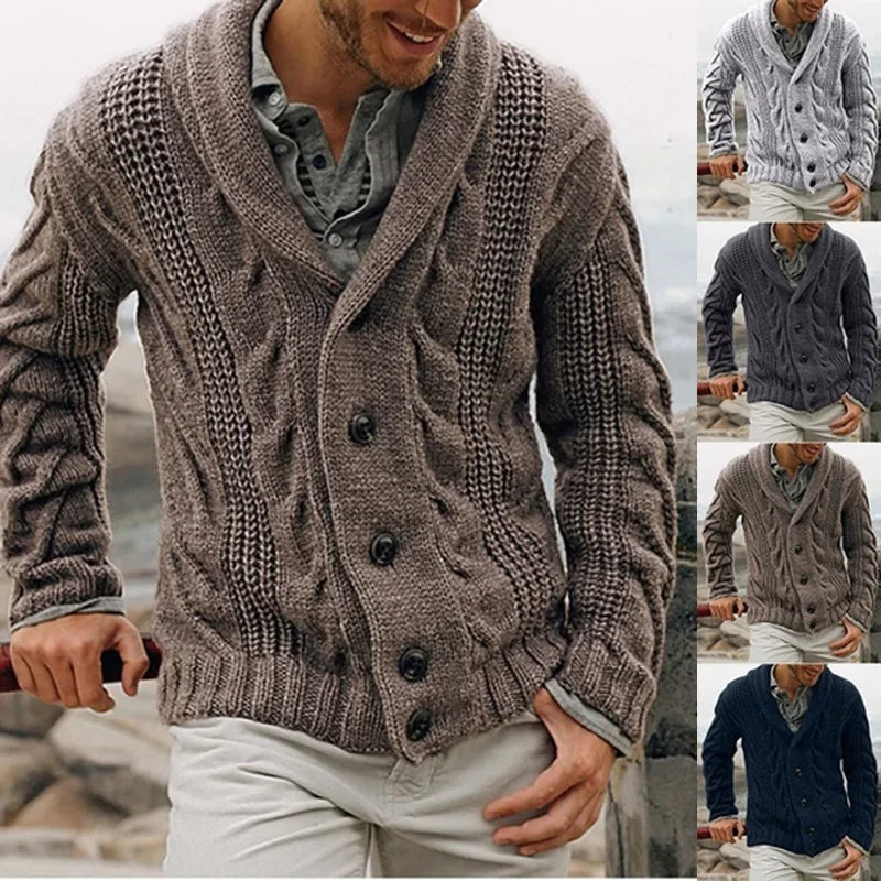 Threebooy  Autumn/winter New Cross-border Ebay Men's Fashion Knitted Single-breasted Sweater Casual Pullover