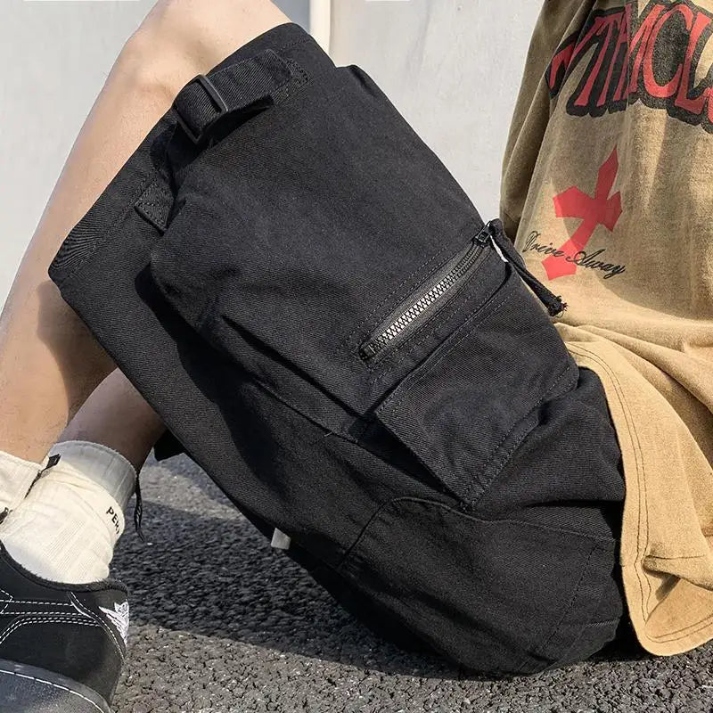 Threebooy   Summer Work Shorts Men's High Street Fashionable Casual Straight Pants Japanese Loose Multi-pocket Sports Pockets Pants