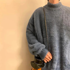 Threebooy  American Street Fashion Trend Y2k Stand Collar Sweater Men Spring Autumn New Style Trend Retro High-End Knitted Sweater