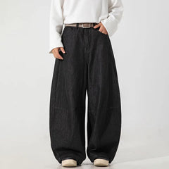 Threebooy Korean Version Autumn New Men'S Denim Pants Vintage Wide Leg Loose Jeans Casual Straight Trousers Black Pants