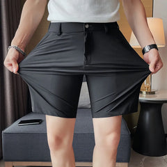 Threebooy Korean Style Men's Summer Casual Elastic Force Shorts/Male Slim Fit High Quality Business Thin Suit Shorts Plus size 29-36