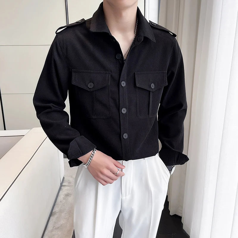 Threebooy Korean Style Men Spring High Quality Casual Long-sleeved Shirts/Male Slim Fit Fashion Lapel Shirt S-2XL Men Clothing