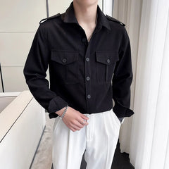 Threebooy Korean Style Men Spring High Quality Casual Long-sleeved Shirts/Male Slim Fit Fashion Lapel Shirt S-2XL Men Clothing