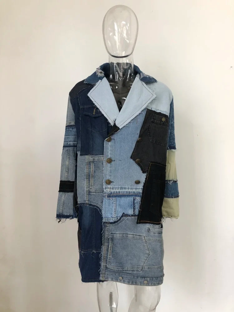 Threebooy Men's Couture Patchwork Denim Jacket