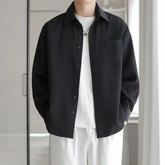 Threebooy  Men's Shirt Jacket Thin Casual Versatile Shirt Long Sleeve Loose