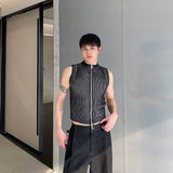Threebooy Knitted Vest Men's Stand Collar Handsome Sweater Vest Korean Streetwear Male Clothing 2024 Spring Summer Fashion New