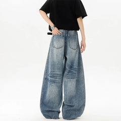 Threebooy  Wide Leg Washed Baggy Loose Fit High Waisted Vintage Denim Jeans Casual Streetwear Trendy Stretch Comfy Women Men Unisex Fashion