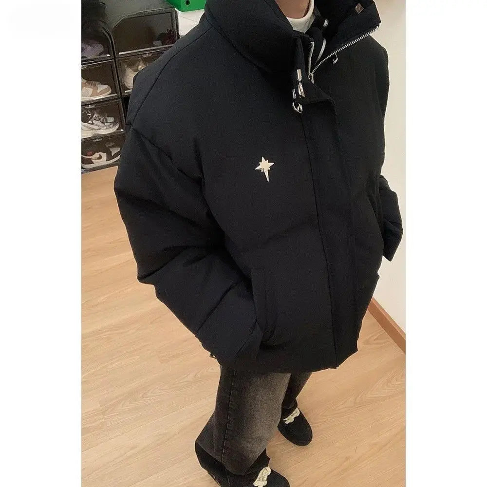 Threebooy American Retro Texture Parkas Matte Stand Collar Bread Jacket Cotton Coat Korean Winter New Women Loose Padded Jacket