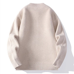 Threebooy Autumn Winter Youthful Vitality Knit Sweatercoat Men Stand Collar Loose Casual Knitted Cardigan Mens Chic Casual Sweater Jackets